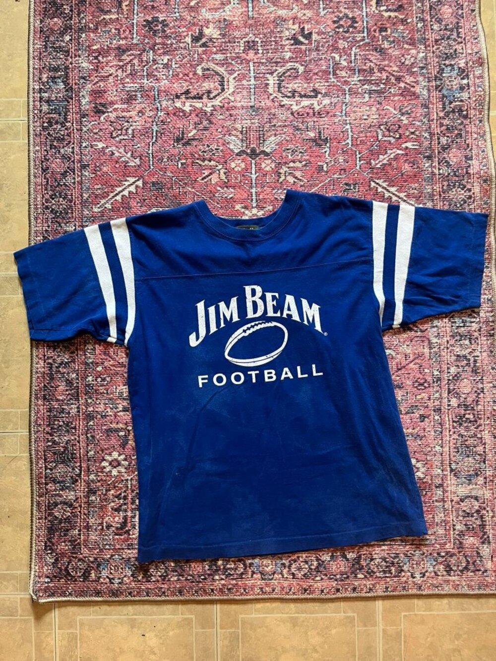 Vintage Jim Beam Football Sunday Peyton Manning Jersey Print Tshirt